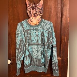 Vintage 90’s Blue and Gray Aztec Sweater